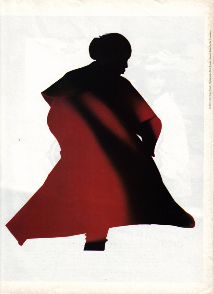 Yohji Yamamoto, A/W 1987-88. Art direction by Marc Ascoli, photography by Nick Knight, and design by Peter Saville.