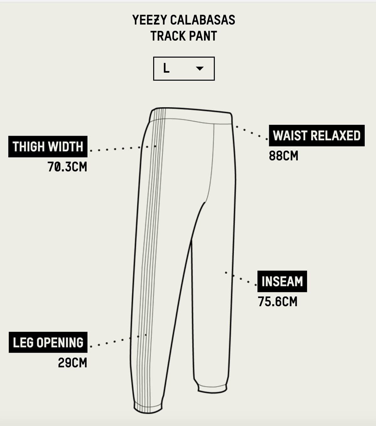 Kanye West x adidas CALABASAS Track Pants Size