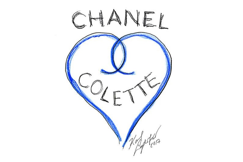 A sketch by Karl Lagerfeld to mark the Chanel residency at Colette.